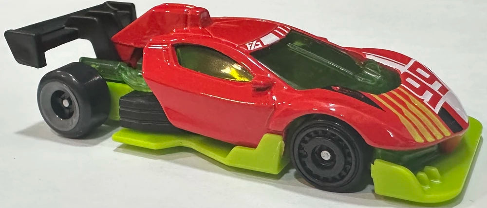 Hot Wheels 2025 - Collector # 071/250 - HW Modified 3/5 - Punk Rod - Red Body / #99 on Front Deck / Bright Green Base - USA 'Let's Race' Card