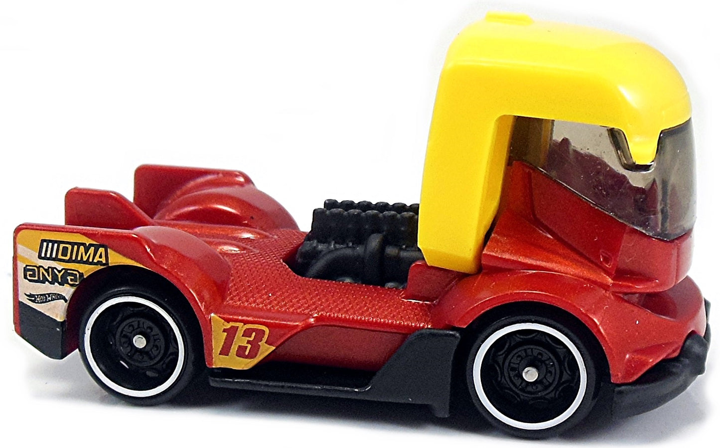 Hot Wheels 2017 - Collector # 219/365 - Legends Of Speed 5/10 - New Models - Rig Heat - Red Body / Yellow Roof - USA Card