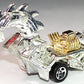 Hot Wheels 1995 - Collector # 323 - Rodzilla - Chrome - 5 Spokes - Unpainted Base - USA Blue & White Card