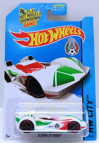 Hot Wheels 2014 - Collector # 016/250 - HW City / HW Goal - Scoopa Di Fuego - White - USA 'Showdown' Card