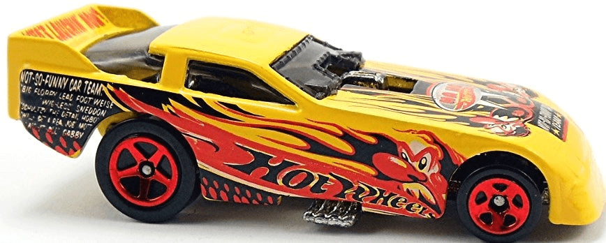 Hot Wheels 2003 - Collector # 098/220 - Crazed Clown Series 4/5 - Side-Splitter - Yellow / Flames & Clown Graphics - Body Flips Up - USA '04 Card