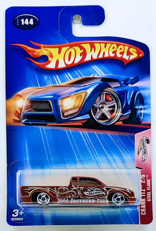 Hot Wheels 2004 - Collector # 144/212 - Crank Itz 2/5 - Steel Flame (Custom S-10 Pickup) - Brown / Tribal Flames - USA '05 Card