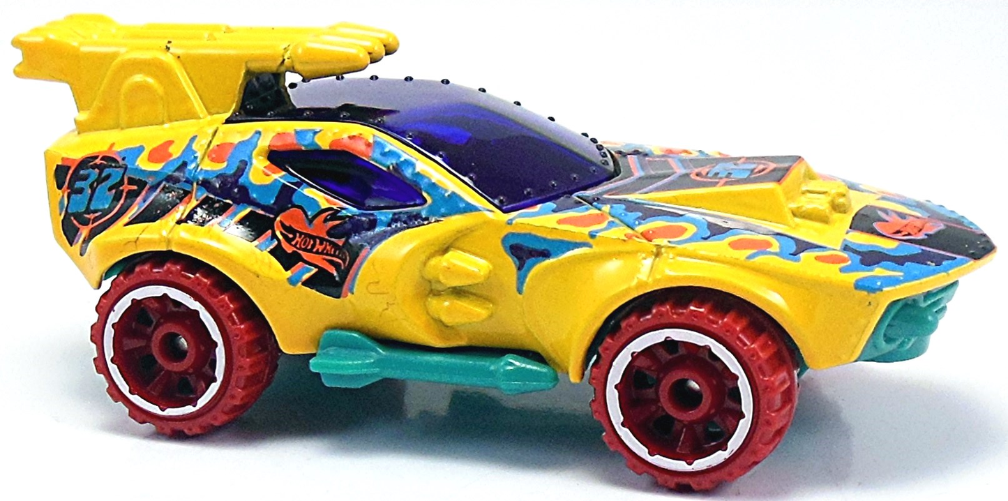 Hot Wheels 2016 - Collector # 246/250 - Dino Riders 1/5 - Treasure Hunts - Sting Rod II - Yellow / Circle Flame Logo on Hood - USA Card