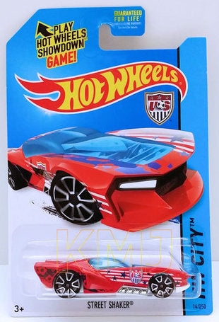Hot Wheels 2014 - Collector # 014/250 - HW City / HW Goal - Street Shaker - Red - USA 'Showdown' Card