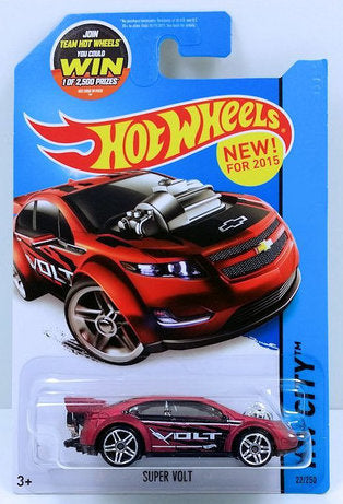 Hot Wheels 2015 - Collector # 022/250 - HW City / Street Power / New Models - Super Volt - Satin Red / VOLT - USA 'WIN' Card