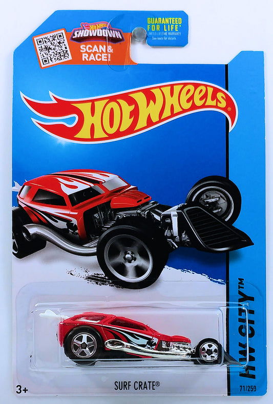 Hot Wheels 2015 - Collector # 071/250 - HW City / Surf Patrol - Surf Crate - Red - USA 'Showdown' Card