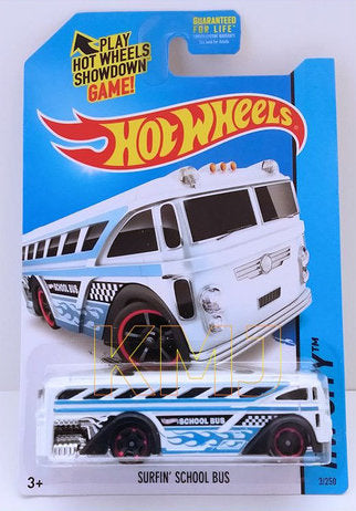 Hot Wheels 2014 - Collector # 003/250 - HW City / HW City Works - Surfin' School Bus - White - Black M5 Wheels - USA Card