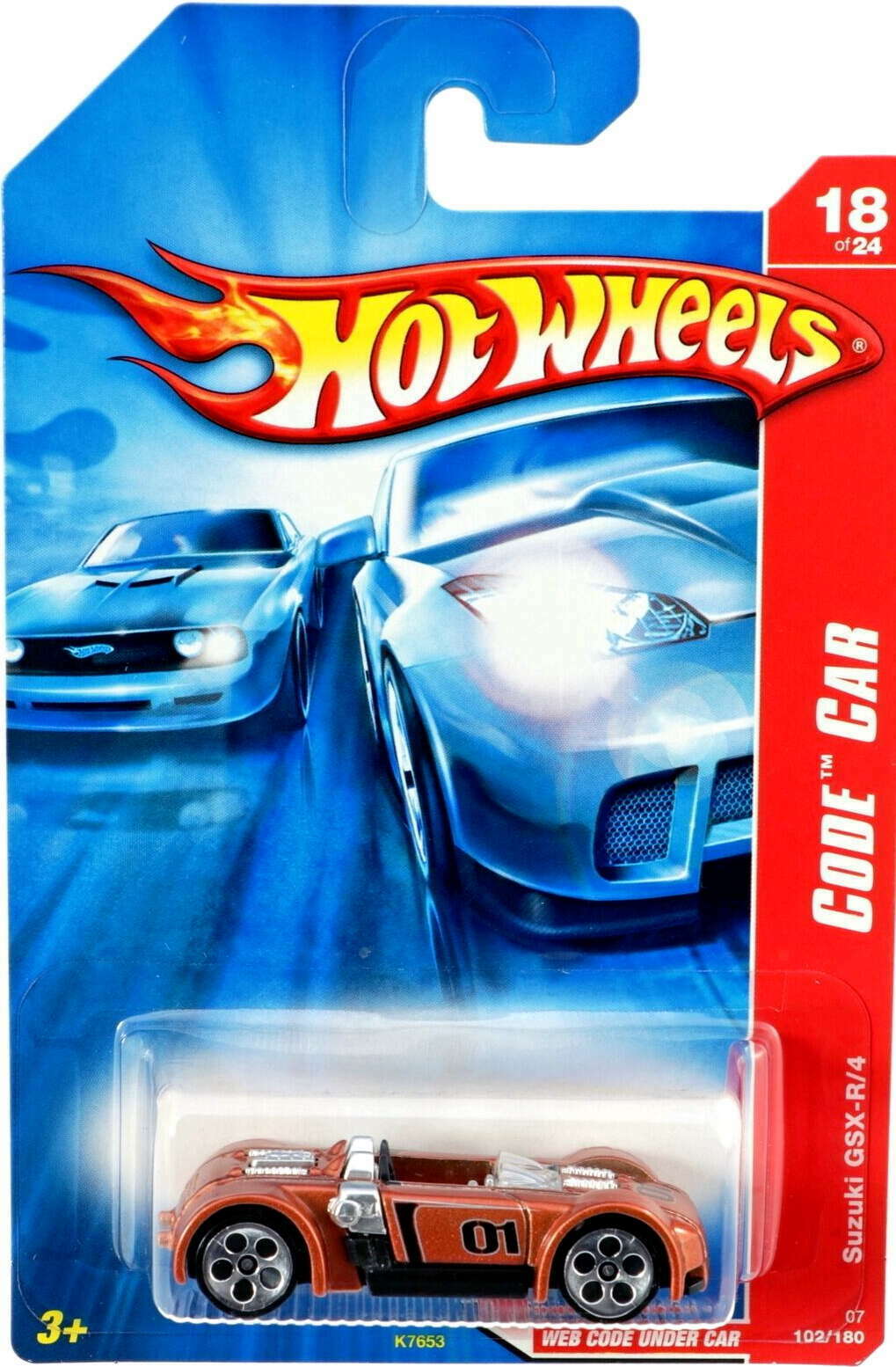 Hot Wheels 2007 - Collector # 102/180 - Code Car 18/24 - Suzuki GSX-R/4 - Metalflake Copper - 5 Dot Wheels - USA Card