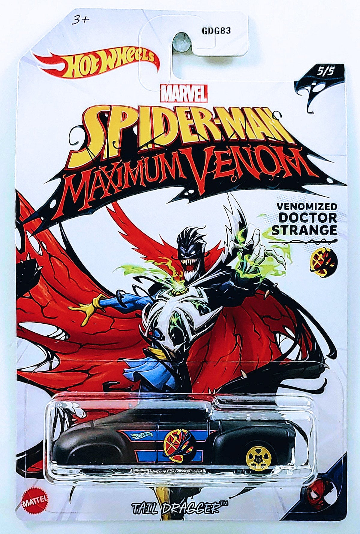 Hot Wheels 2020 - Theme / Spider-Man Maximum Venom 5/5 - Tail Dragger - Matte Black / Venomized Doctor Strange - Walmart Exclusive