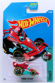 Hot Wheels 2017 - Collector # 125/365 - Tooned 9/10 - Tarmac Attack - Red Body / Aqua Base - USA Card