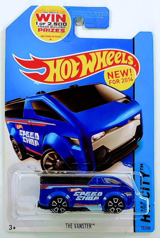 Hot Wheels 2014 - Collector # 010/250 - HW City / HW City Works / New Models - The Vanster - Blue / Speed Shop - USA 'WIN' Card