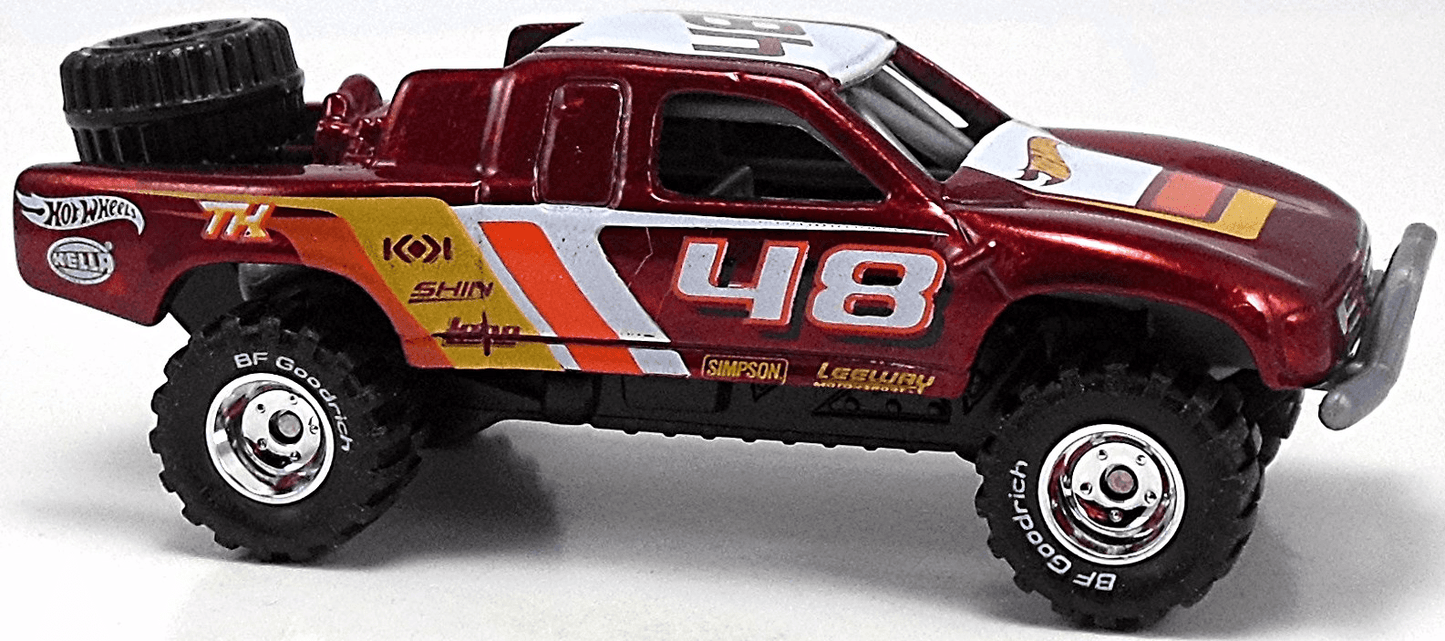 Hot Wheels 2015 - Collector # 120/250 - HW Off-Road / HW Hot Trucks / SUPER Treasure Hunts - Toyota Off-Road Truck - Spectraflame Red / #48 - Real Rider Off-Road Tires & Wheels - USA 'Epic Race!' Card