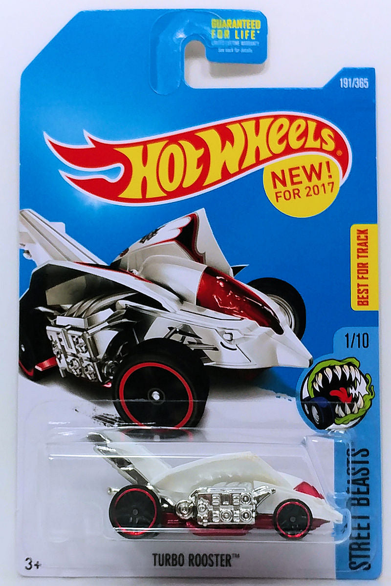 Hot Wheels 2017 - Collector # 191/365 - Street Beasts 1/10 - New Models - Turbo Rooster - White - USA Card