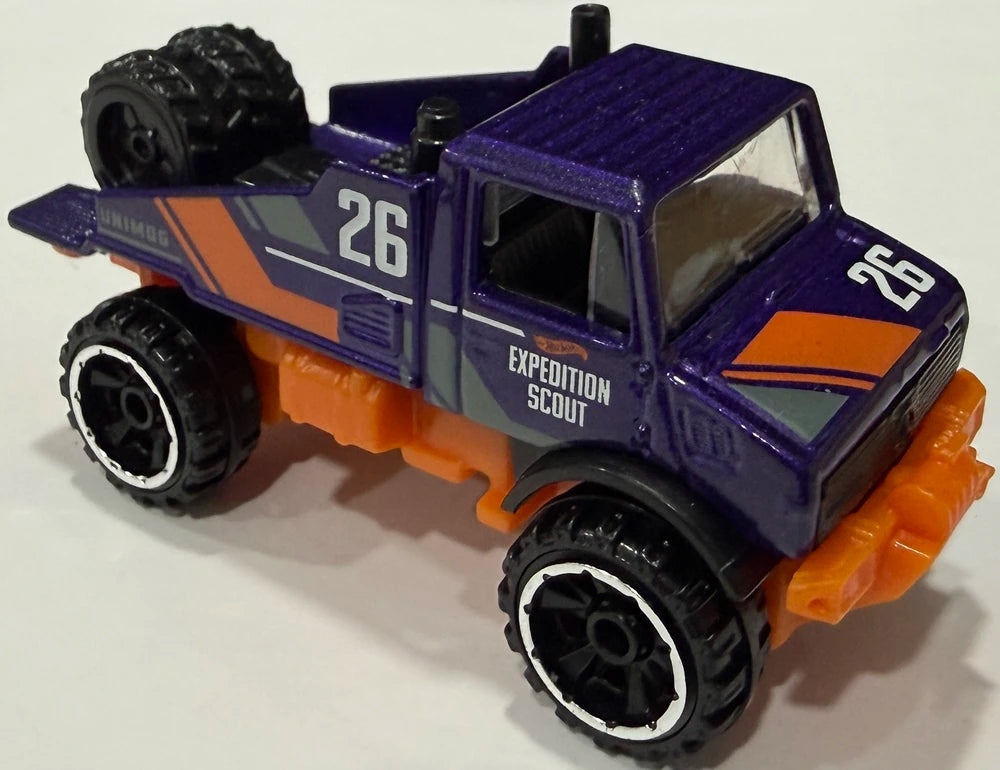 Hot Wheels 2026 - Collector # 064/250 - Truckin' Along 4/5 - Mercedes-Benz Unimog 1300L - Purple Metalflake - OR6SP Wheels - USA '2026' Card