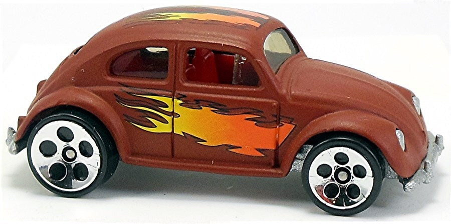 Hot Wheels 2001 - Collector # 175/240 - VW BUG (Volkswagen Beetle) - Flat Brown - 5 Hole (5DOT) Wheels - USA Card