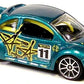 Hot Wheels 2007 - Collector # 039/180 - Pop-Offs 3/4 - Volkswagen New Beetle Cup - Metallic Teal / # 11 - Chrome 10 Spokes - USA Card