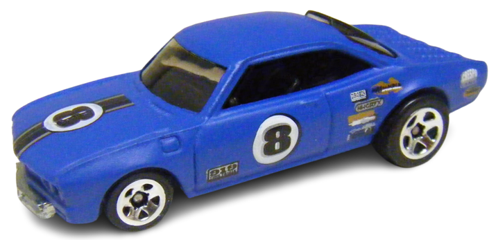 Hot Wheels 2006 - Collector # 156/223 - Vairy 8 (Corvair) - Flat Blue / #8 / Black Hood Stripe - 5SP Wheels - USA Card