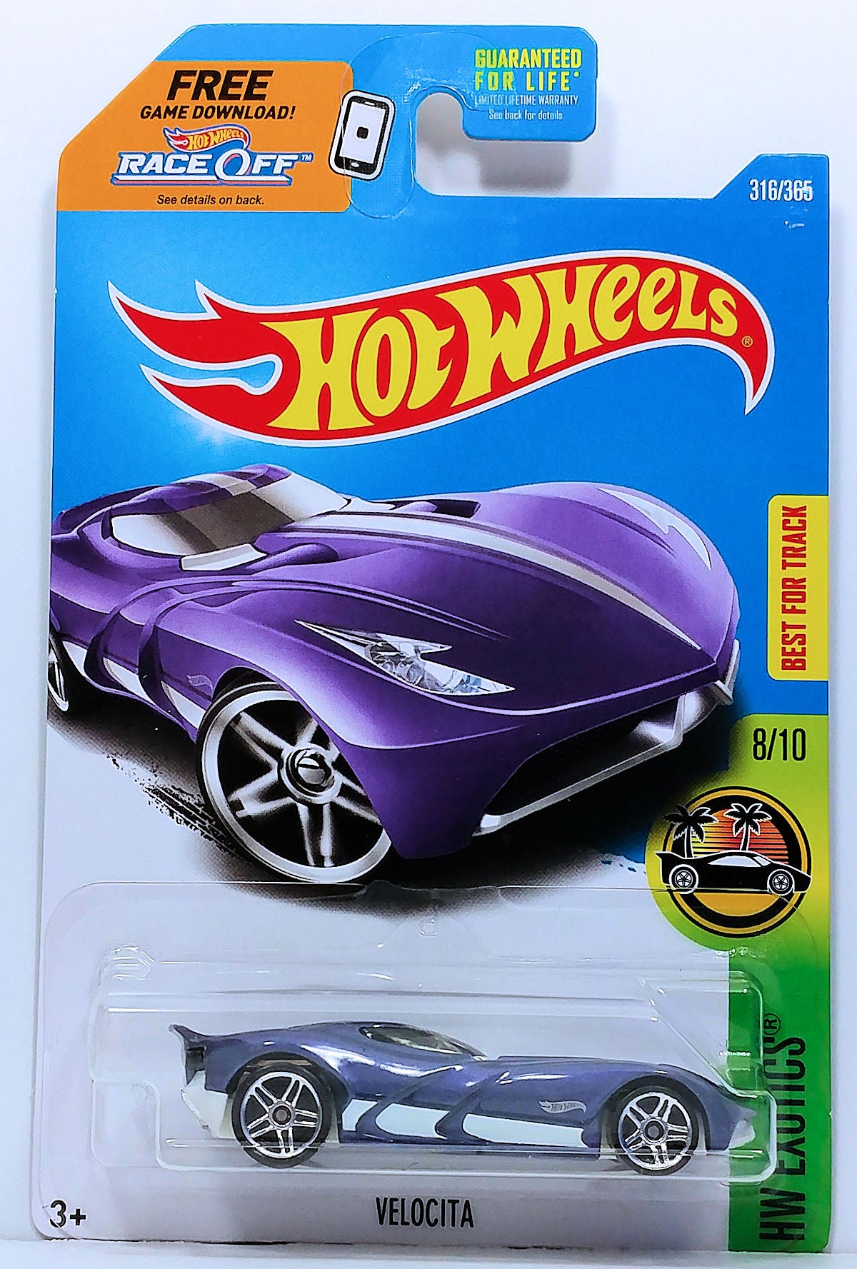 Hot Wheels 2017 - Collector # 316/365 - HW Exotics 8/10 - Velocita - Pearl Purple - USA Card