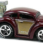 Hot Wheels 2010 - Collector # 004/240 - New Models 04/44 - Volkswagen Beetle (Tooned) - Dark Red - Good Year Lettered Tires - Walmart Exclusive - USA Card