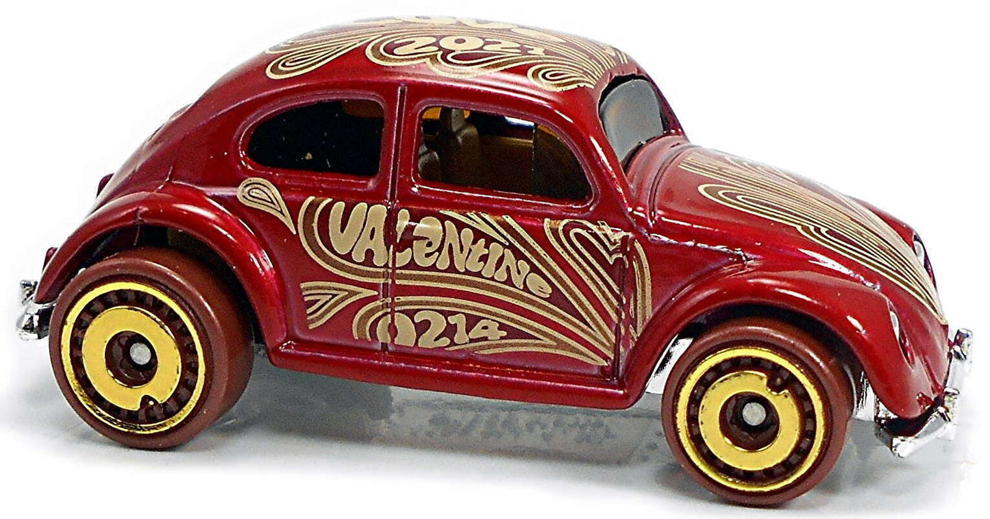 Hot Wheels 2021 - Collector # 096/250 - Holiday Racers 4/5 - Volkswagen Beetle - Red / Valentine - USA Card