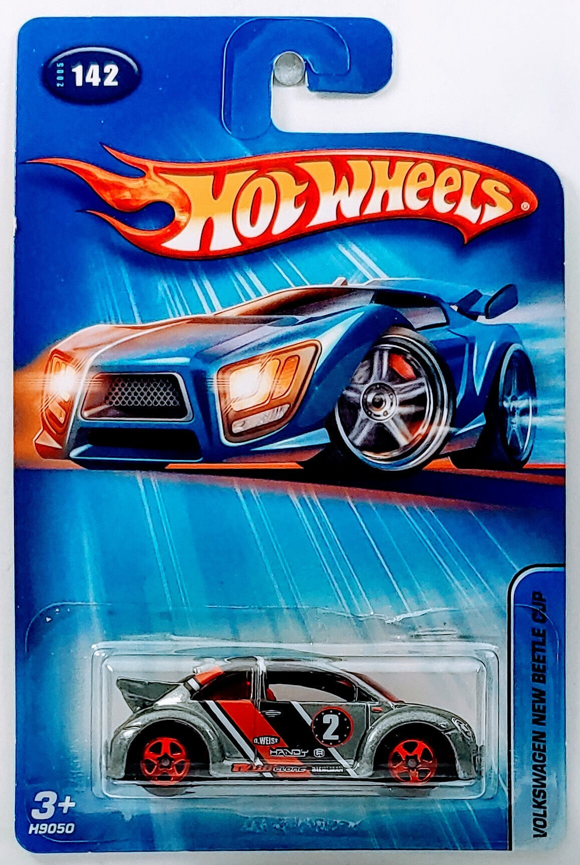 Hot Wheels 2005 - Collector # 142/187 - Volkswagen New Beetle Cup - Gray Metallic - Red Chrome 5 Spoke Wheels - USA 2005 Style Card