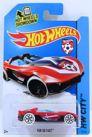 Hot Wheels 2014 - Collector # 012/250 - HW City / HW Goal - Yur So Fast - Red - International 'Showdown' Card