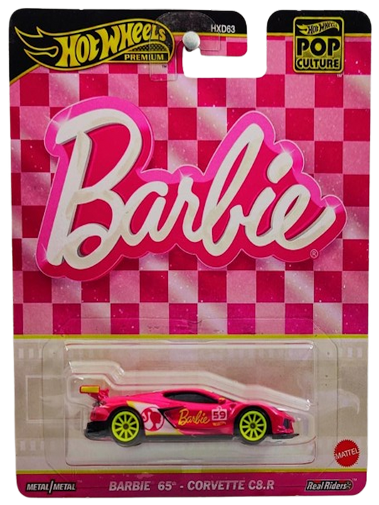 Hot Wheels 2024 - Premium / Pop Culture / Barbie 65th - Corvette C8-R - Pink / #59 - Metal/Metal & Real Riders