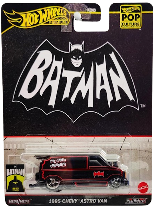 Hot Wheels 2024 - Premium / Pop Culture / Batman - 1985 Chevy Astro Van - Black / The Caped Crusader - Metal/Metal & Real Riders