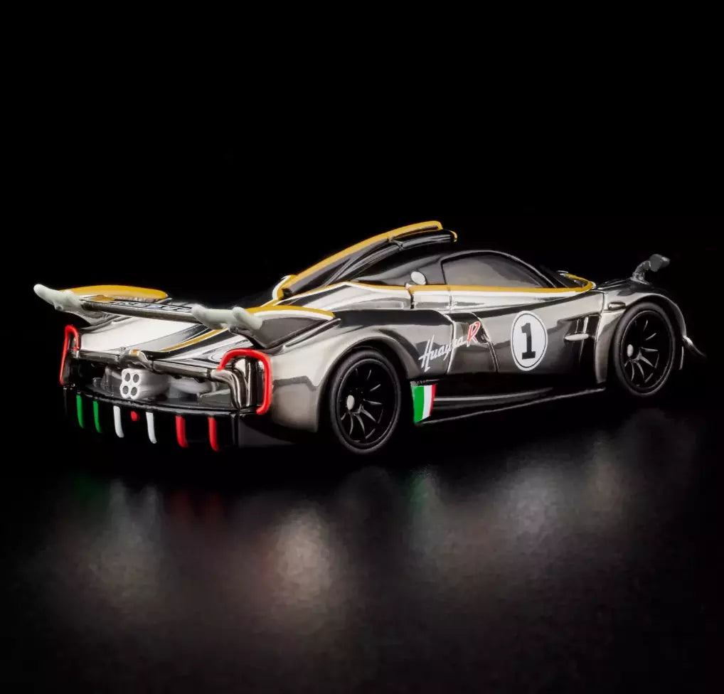 Hot Wheels 2024 - HWC / RLC Exclusive - '21 Pagani Huayra R - Spectraflame Slate - Metal/Metal - Real Riders - Removeable Hood - Acrylic Display Box