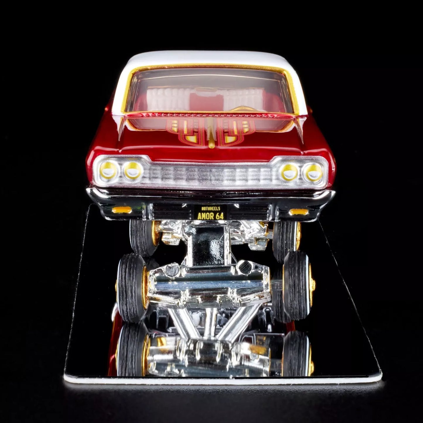 Hot Wheels 2024 - HWC / RLC Exclusive - 1964 Chevrolet Impala - Spectraflame Bright Red - Metal/Metal - Real Riders - Adjustable / Posable Suspension - Acrylic Display Case