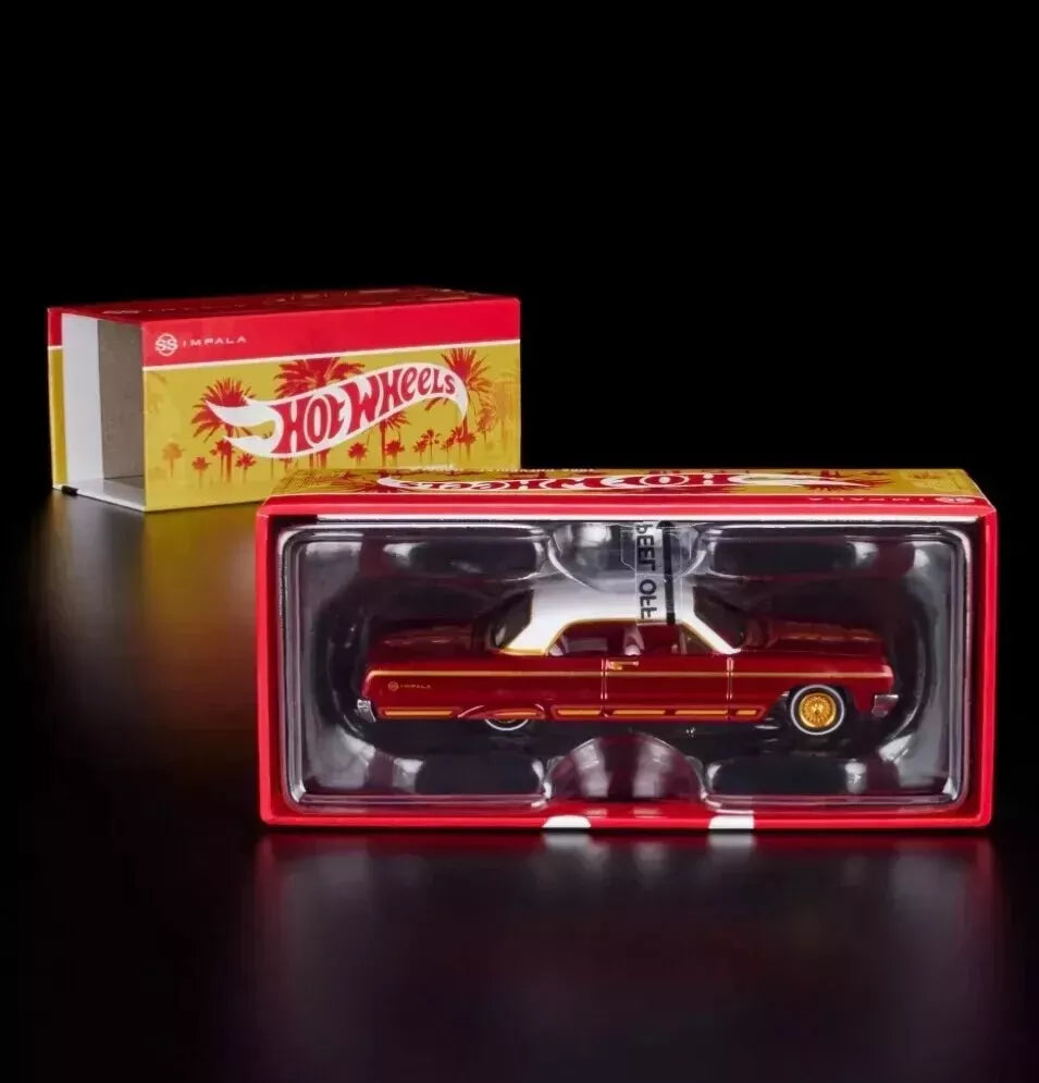Hot Wheels 2024 - HWC / RLC Exclusive - 1964 Chevrolet Impala - Spectraflame Bright Red - Metal/Metal - Real Riders - Adjustable / Posable Suspension - Acrylic Display Case