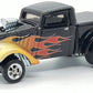 Hot Wheels 2023 - Premium / Car Culture / Team Transport # 60 - '33 Willys & Speed Waze - Black with Flames - Metal/Metal & Real Riders - Mix 4