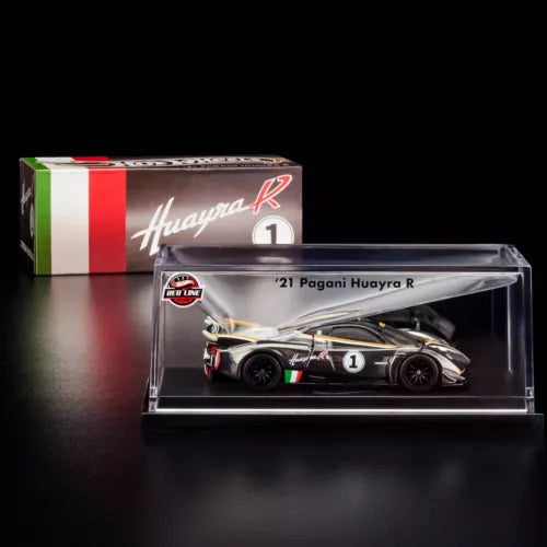 Hot Wheels 2024 - HWC / RLC Exclusive - '21 Pagani Huayra R - Spectraflame Slate - Metal/Metal - Real Riders - Removeable Hood - Acrylic Display Box
