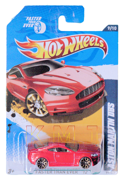 Hot Wheels 2012 - Collector # 099/247 - Faster Than Ever 9/10 - Aston Martin DBS - Red - FTE 2 Wheels - USA Card