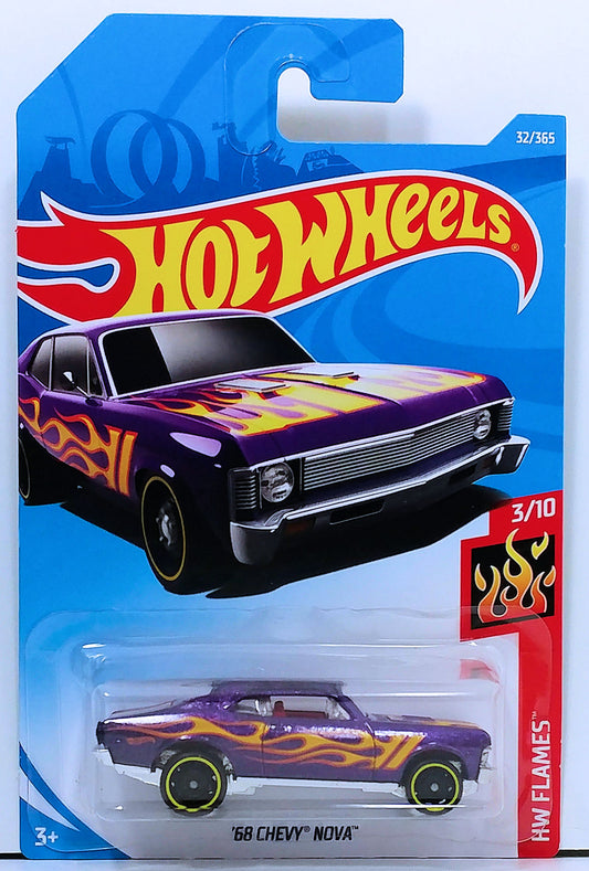 Hot Wheels 2018 - Collector # 032/365 - HW Flames 3/10 - '68 Chevy Nova - Purple - IC