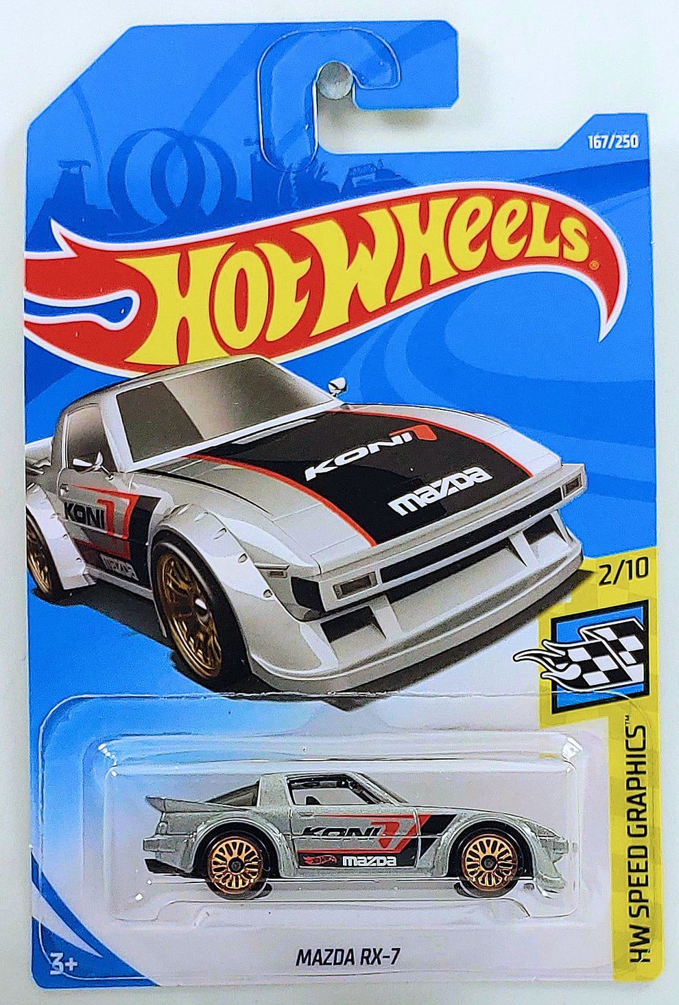 Hot Wheels Speed Graphics 2019 Mazda RX-7 1:64 Diecast Car - Green (2/10, 167/250)