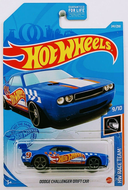 Hot Wheels 2021 - Collector # 241/250 - HW Race Team 9/10 - Dodge Challenger Drift Car - Matte Blue - USA