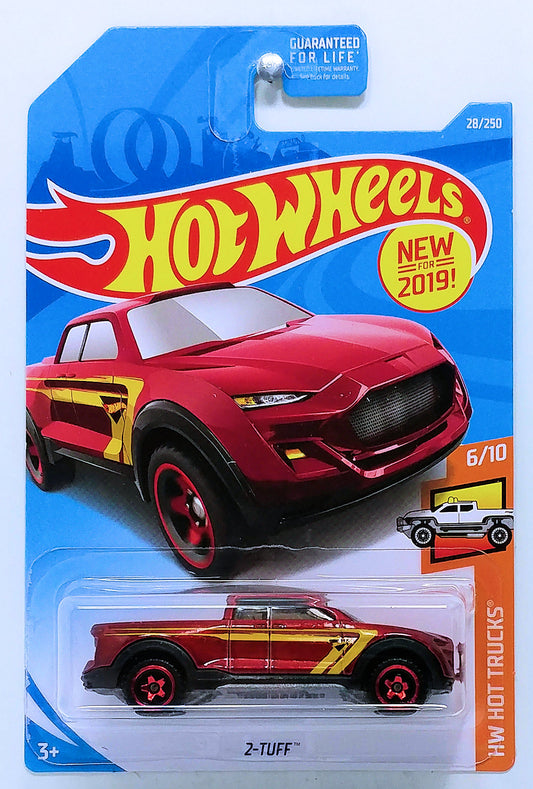 Hot Wheels 2019 - Collector # 028/250 - HW Hot Trucks 6/10 - New Models - 2-Tuff - Red Metalflake - BAJA5 Wheels - USA Card