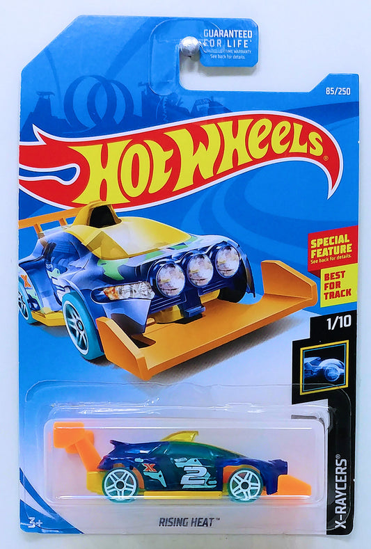 Hot Wheels 2019 - Collector # 085/250 - X-Raycers 1/10 - Rising Heat - Transparent Blue - USA Card