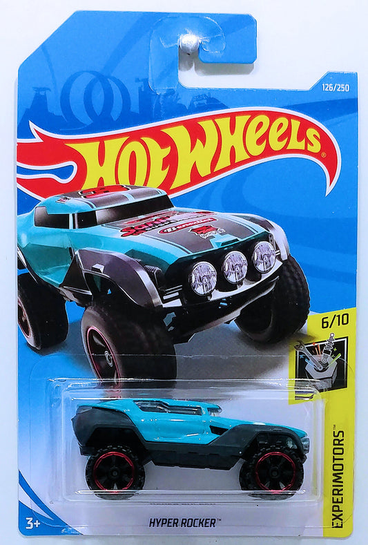 Hot Wheels 2019 - Collector # 126/250 - Experimotors 6/10 - New Models - Hyper Rocker - Sky Blue - International Long Card