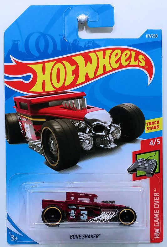 Hot Wheels 2019 - Collector # 117/250 - HW Game Over 4/5 - Bone Shaker - Dark Red&nbsp; / # 3 - International Long Card