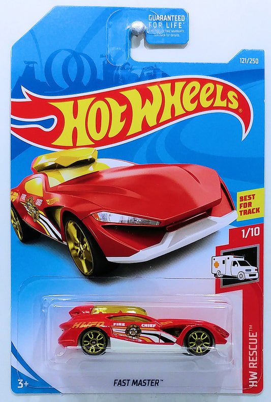 Hot Wheels 2019 - Collector # 121/250 - HW Rescue 1/10 - Fast Master - Red - USA Card