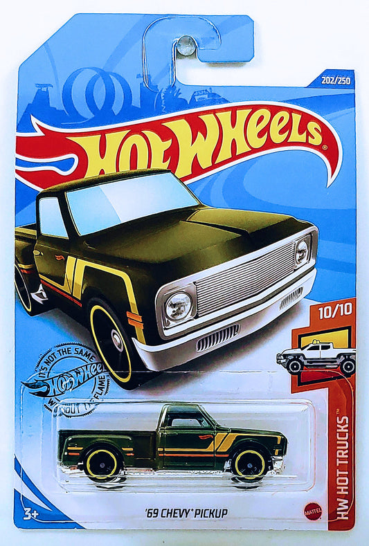 Hot Wheels 2020 - Collector # 202/250 - HW Hot Trucks 10/10 - '69 Chevy Pickup - Olive Green - IC
