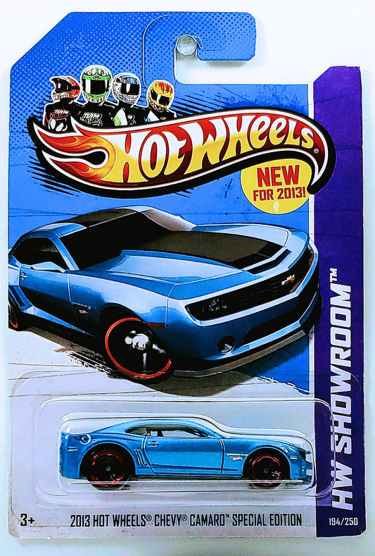 Hot Wheels 2013 - Collector # 194/250 - HW Showroom / HW Garage / New Models - 2013 Hot Wheels Chevy Camaro Special Edition - Blue - Gray Base - USA 'Guaranteed' Card