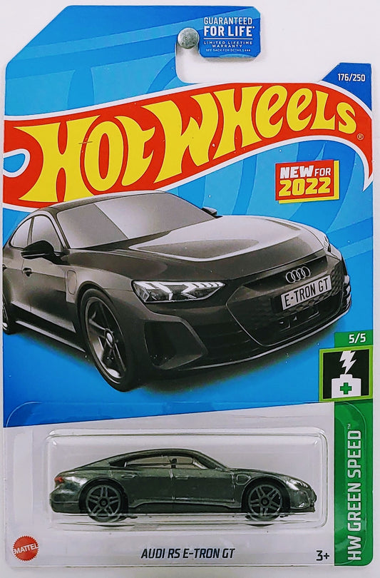 Hot Wheels 2022 - Collector # 176/250 - HW Green Speed 5/5 - New Models - Audi RS E-Tron GT - Dark Gray Metalflake - USA Card
