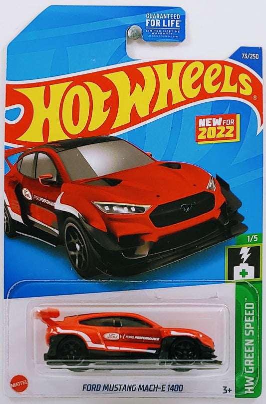 Hot Wheels 2022 - Collector # 073/250 - HW Green Speed 1/5 - New Models - Ford Mustang MACH-E 1400 - Red - USA Card