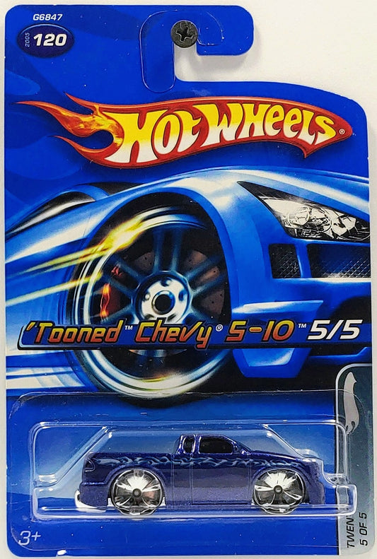 Hot Wheels 2005 - Collector # 120/183 - Twenty + 5/5 - Tooned Chevy S-10 - Blue - USA '06 Card