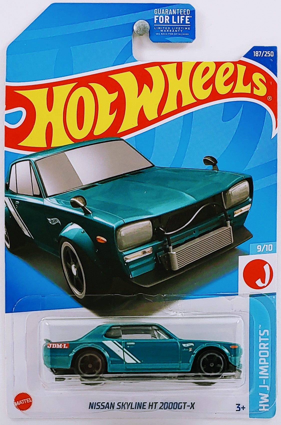 Hot Wheels 2022 Collector 187/250 HW J-Imports 9/10 Nissan Skyline HT 2000GT-X Metalflake Teal USA Card
