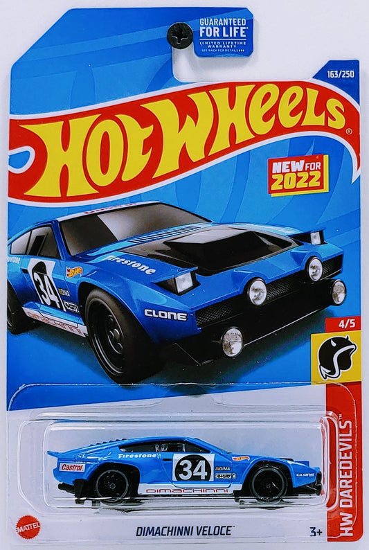 Hot Wheels 2022 - Collector # 163/250 - HW Daredevils 4/5 - New Models - Dimachinni Veloce - Blue / #34