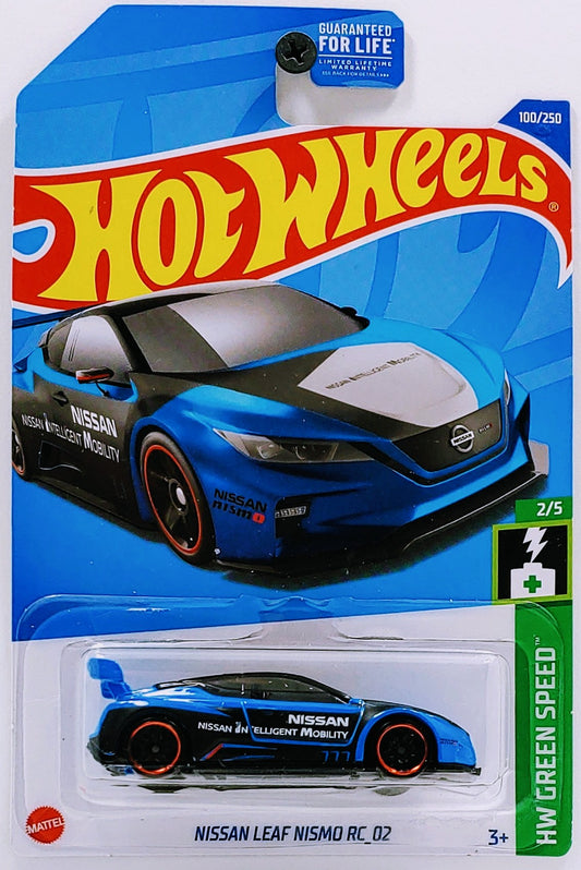 Hot Wheels 2022 - Collector # 100/250 - HW Green Speed 2/5 - Nissan Leaf Nismo RC_02 - Blue - USA Card